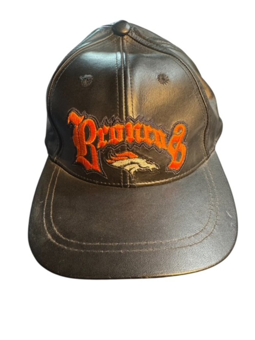 Vintage Denver Broncos LEATHER Ball Cap